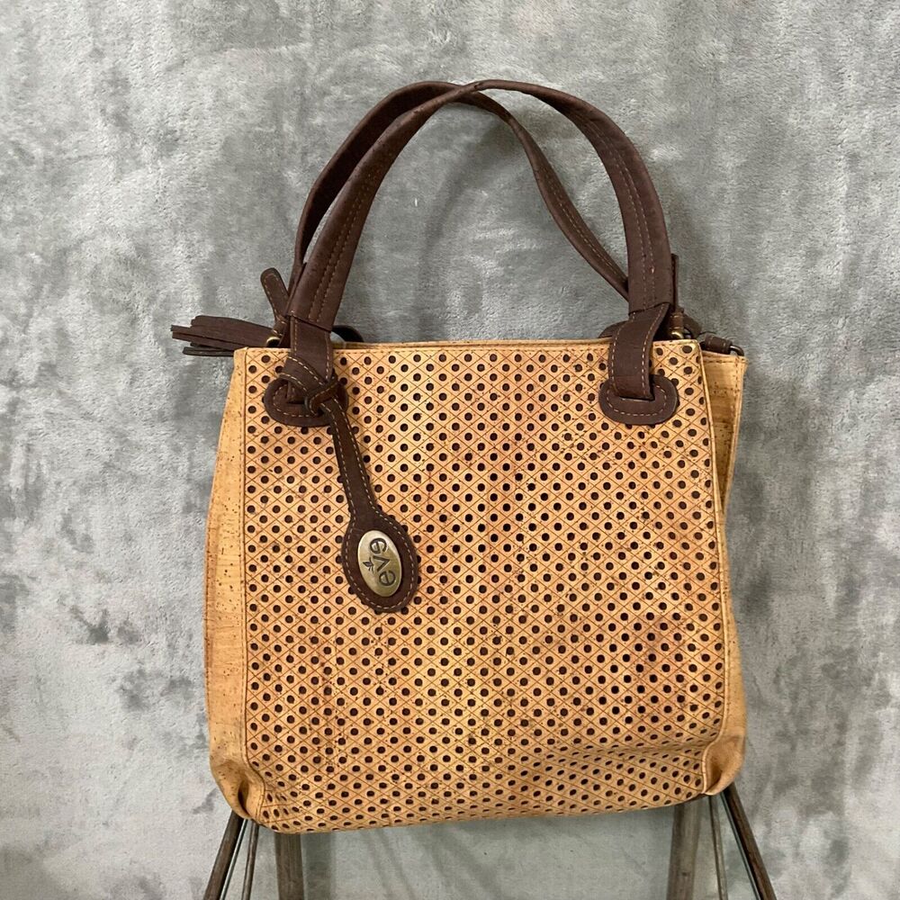 Eve Natural Cork Tote Bag Portugues Bora HandBag Waterproof 13”x15”
